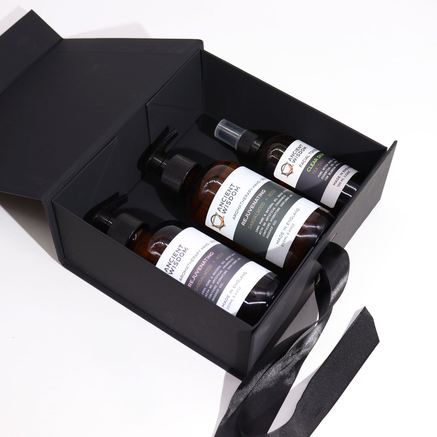 Faltbare Geschenkbox in Schwarz mit integrierter Schleife – Elegant & platzsparend