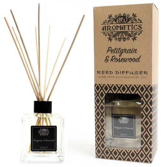 Duftdiffusor mit Petitgrain & Rosenholz – 200ml im Rattan-Design