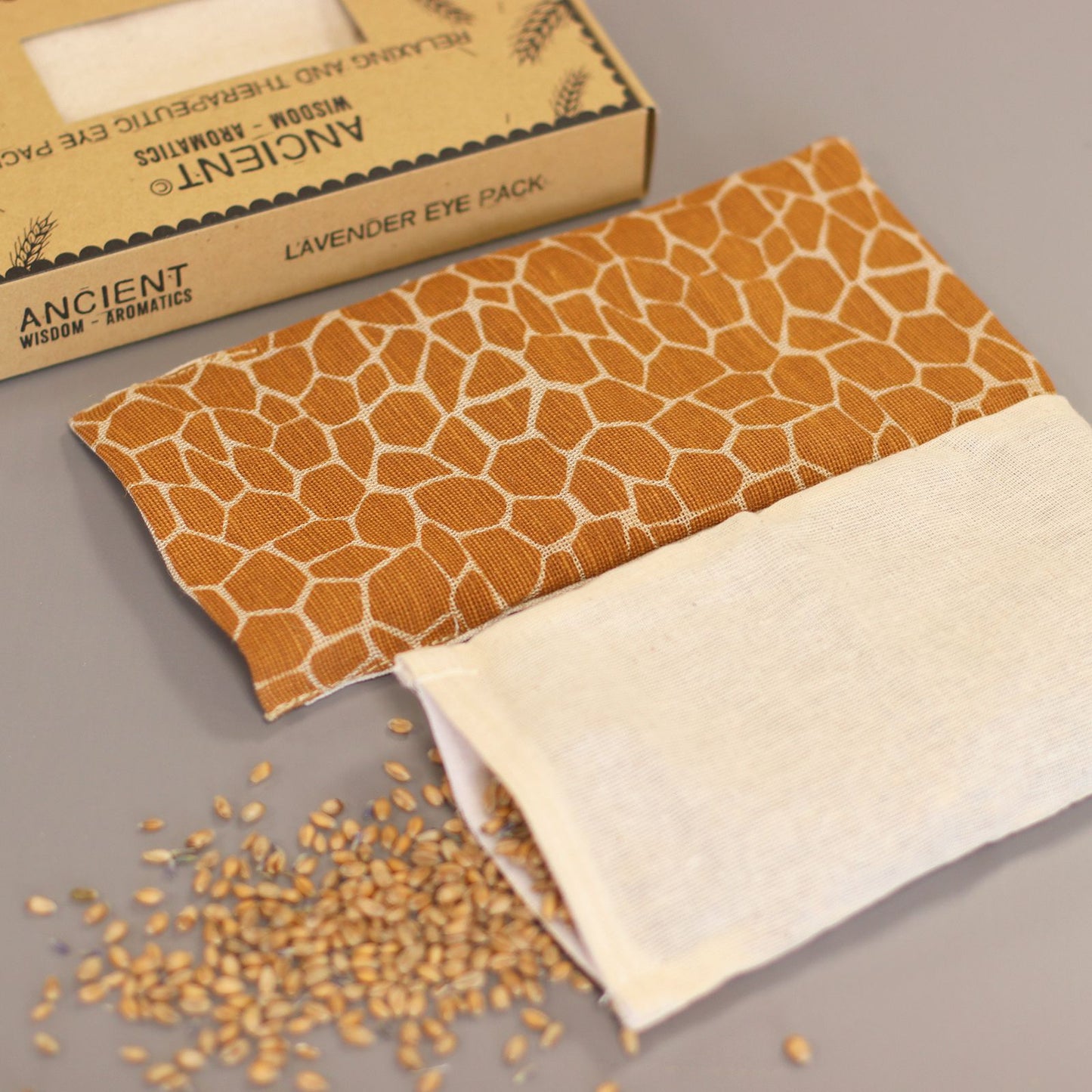 Lavendel Augenmaske mit Weizenfüllung – Madagaskar Giraffe Design in Geschenkbox