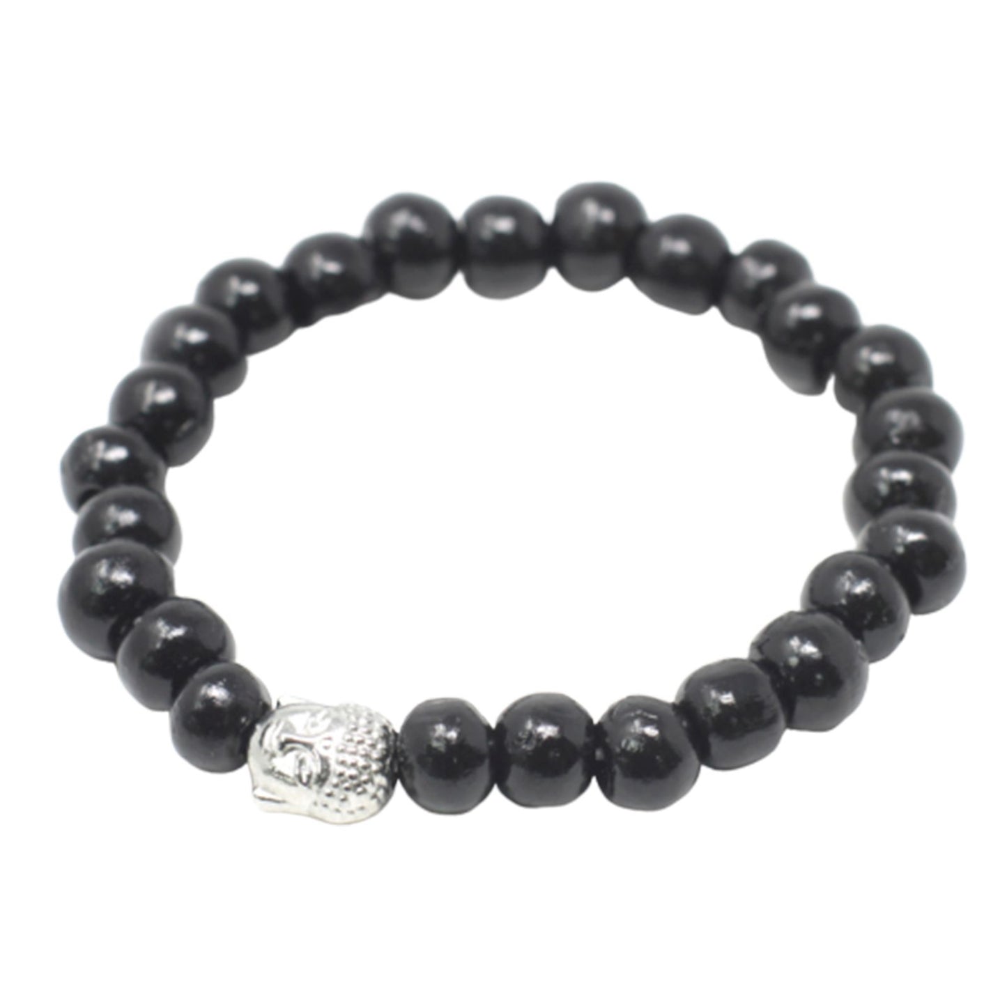 Buddha Armband Set aus dunklen Holzperlen – Handgeschnitztes Symbol für Balance