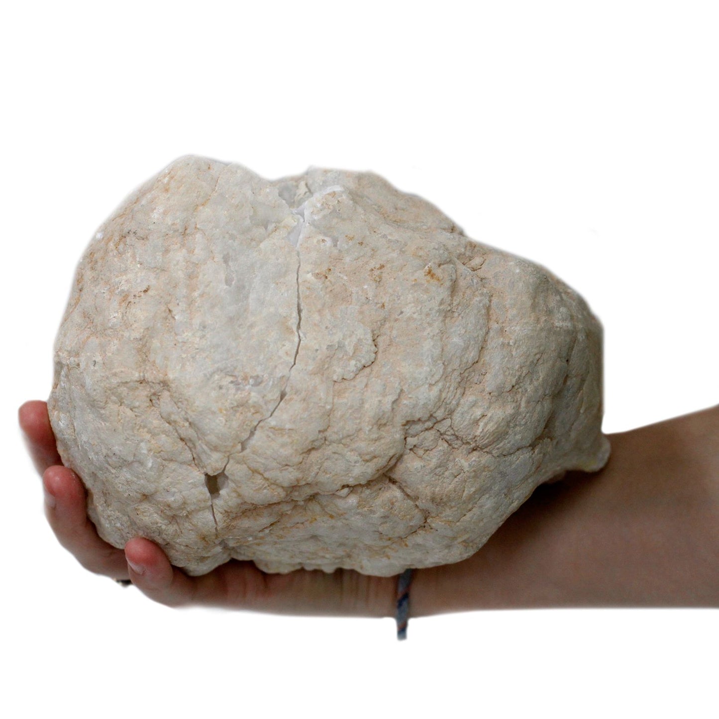 Natürliche Kalzit-Quarz-Geode aus Marokko | 15-18 cm | Kristallhöhle zum Öffnen