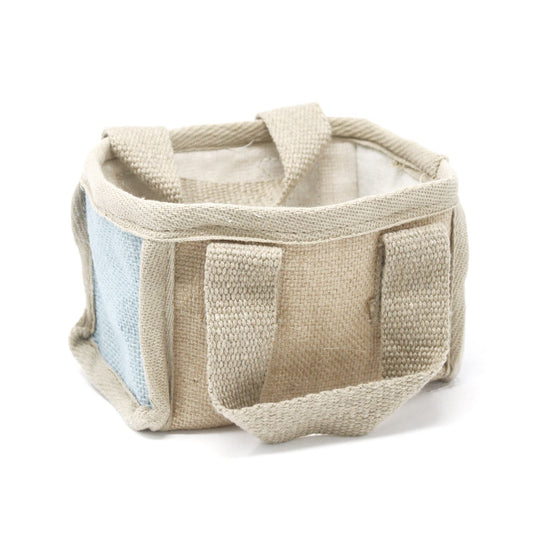 Mini-Einkaufskorb in Teal – Nachhaltig aus Jute mit Baumwollfutter
