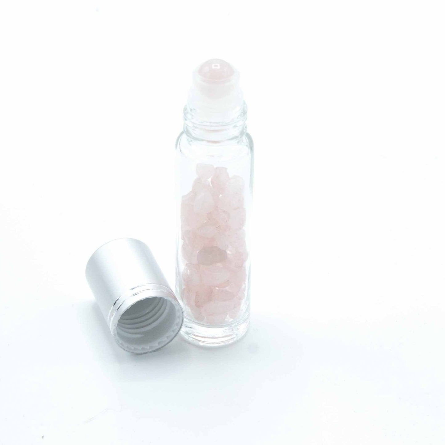 Edelstein-Roll-On aus Rosenquarz mit Silberkappe – 5 ml