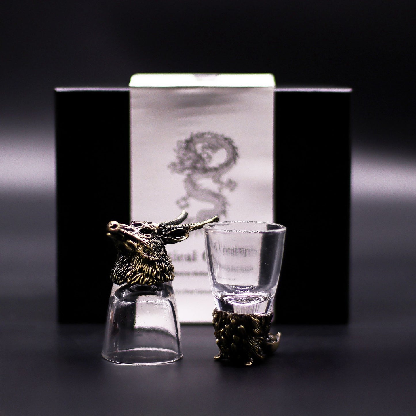 Set mit 6 Shotgläsern 'Wilde Waldtiere' - Antikbronze-Optik