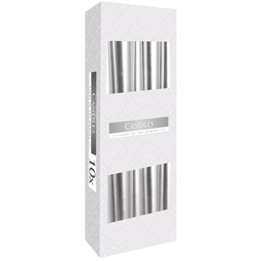 Metallic Stabkerzen Platin – Elegante Tafelleuchten