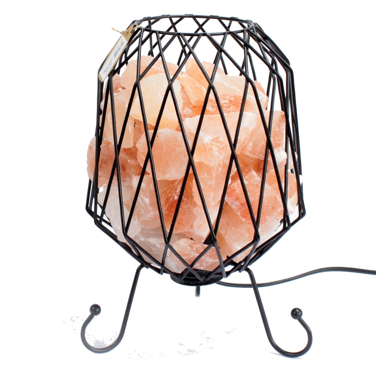 Salzkristall Lampe mit Industrie-Gitter – Vintage Design