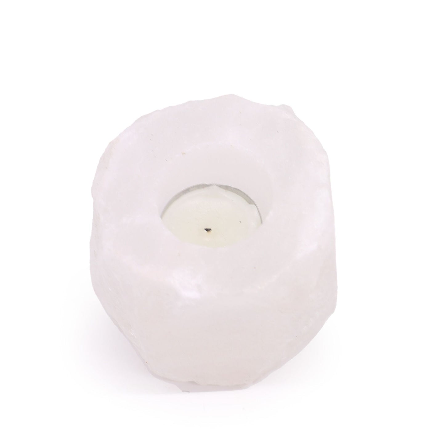 Handgefertigter Kerzenhalter aus Himalaya-Salzkristall – Ein Natur-Unikat (600-800g)