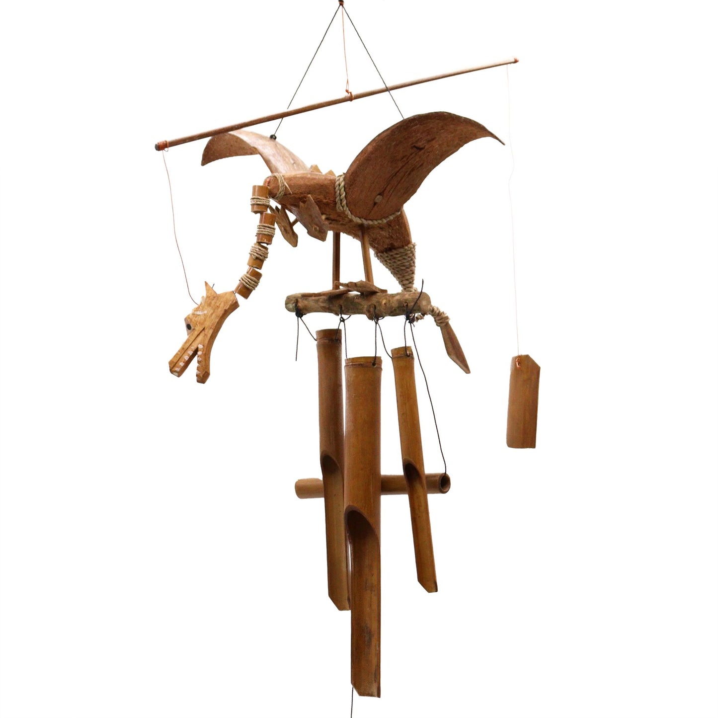 Drachen-Windspiel aus Kokosnuss – Handgefertigtes Unikat