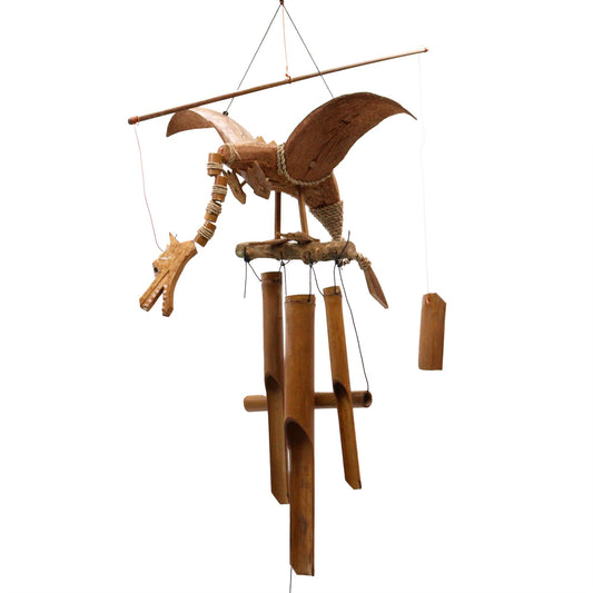 Drachen-Windspiel aus Kokosnuss – Handgefertigtes Unikat
