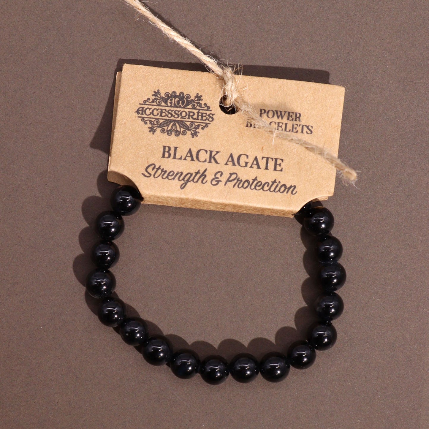 Kraftarmband aus echtem schwarzem Achat – Dehnbarer Edelstein-Schmuck