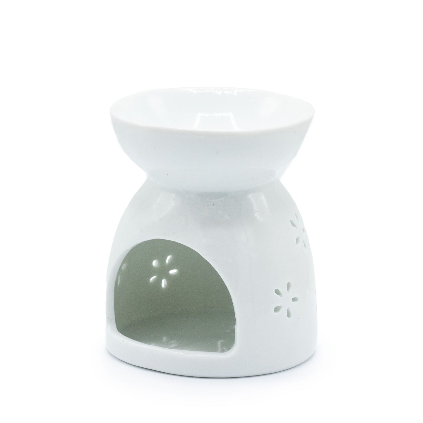 Keramik-Duftlampe mit Buddha-Medaillon in Weiß