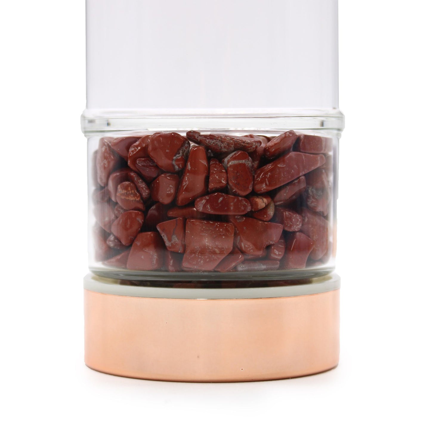 Tee-Infuser Flasche aus Borosilikatglas mit Red Jasper & Roségold