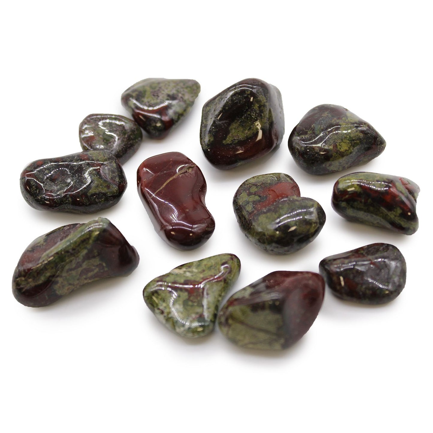 Set mit 12 afrikanischen Trommelsteinen - Drachensteine