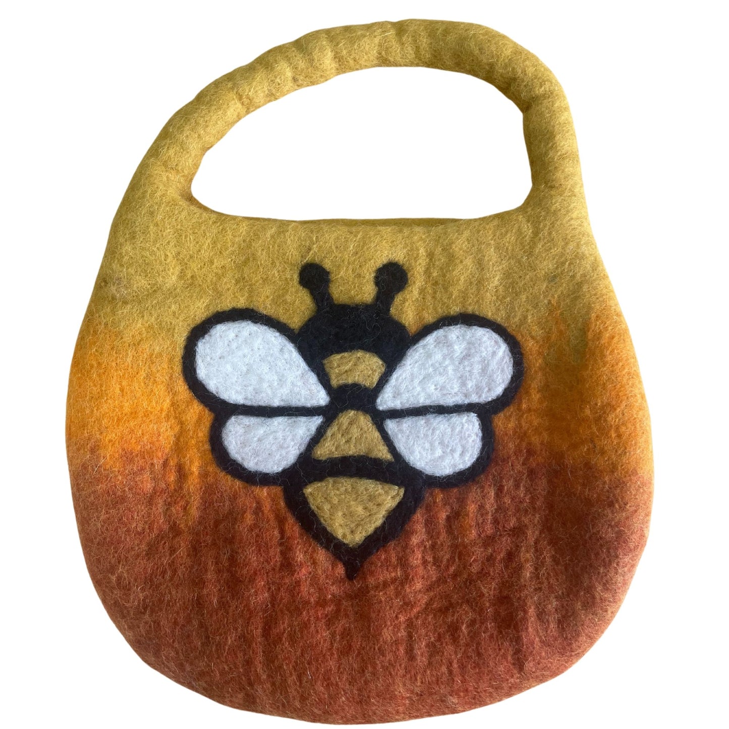 Filztasche 'Bienenfreude' in Sonnenaufgang-Orange mit Magnetverschluss