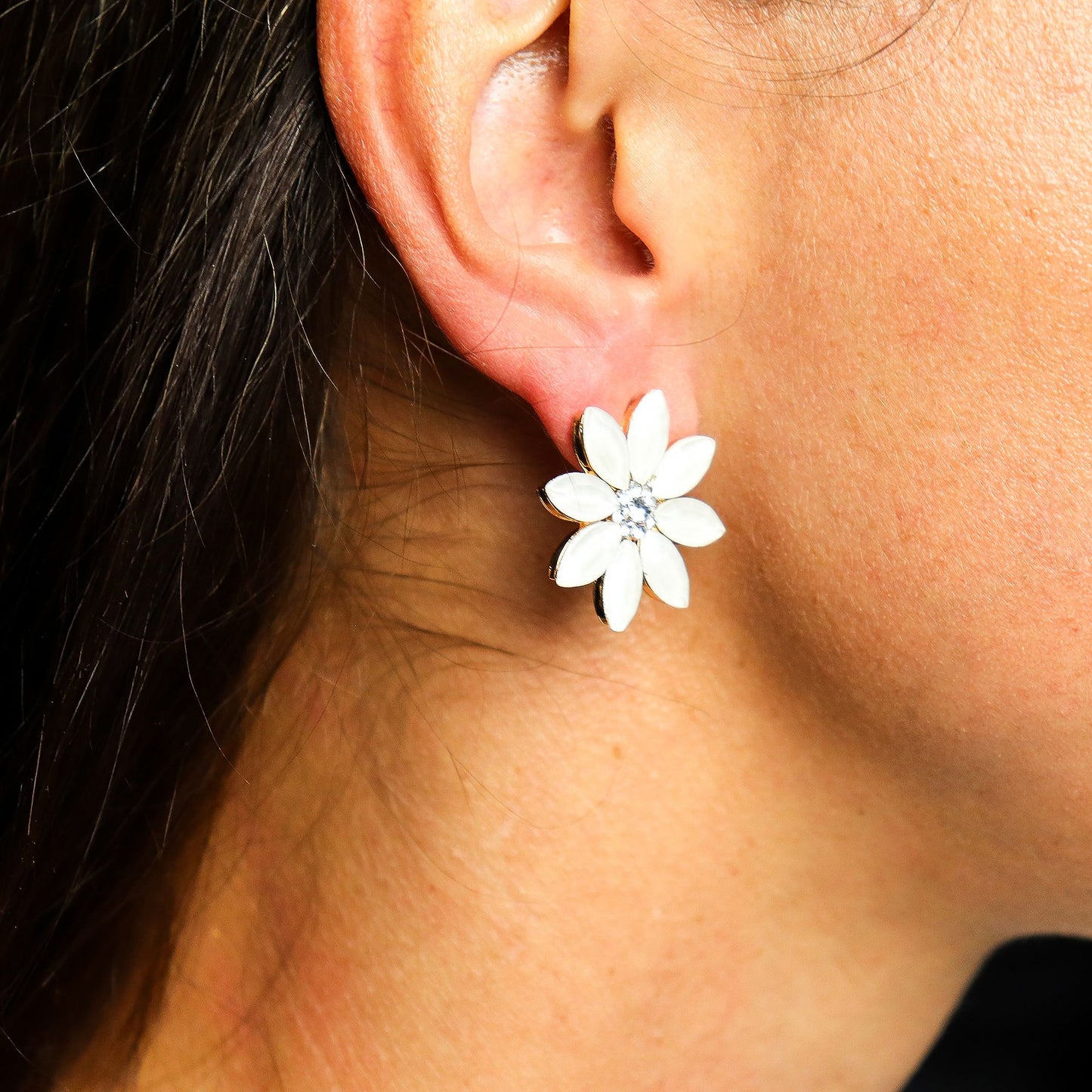 Blüten-Ohrringe mit Vintage-Glasperlen und Edelstahl