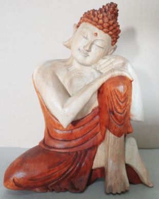 Handgeschnitzte Buddha Statue 'Der Denker' aus Suarholz - 25 cm