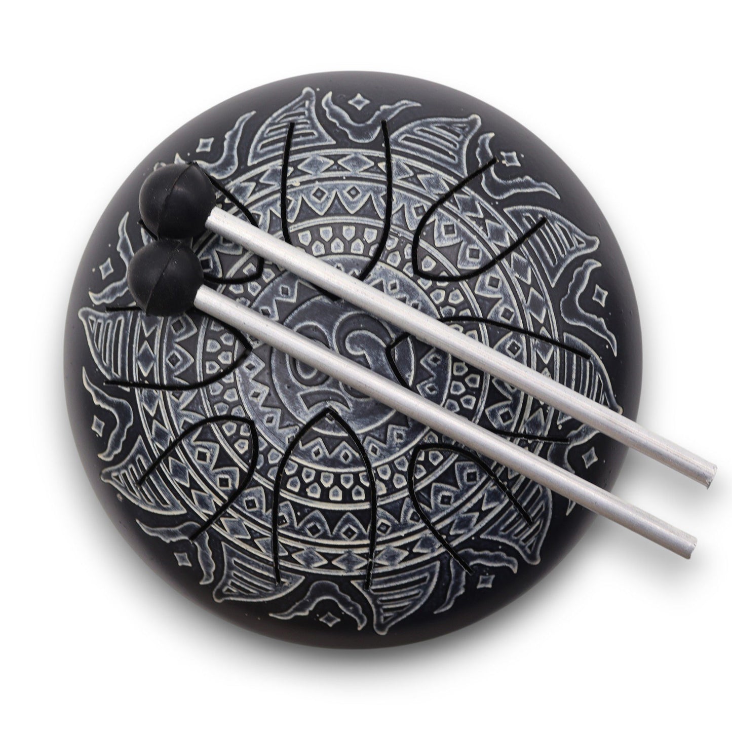 Steel Tongue Drum OM Mandala - 16 cm Stahlzungen-Trommel mit Zubehör