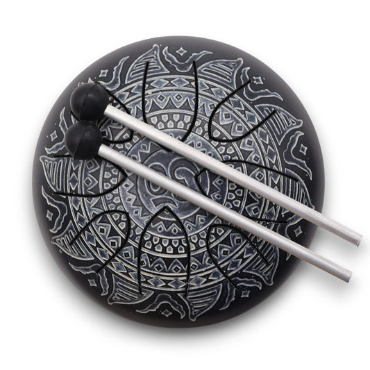 Steel Tongue Drum OM Mandala - 16 cm Stahlzungen-Trommel mit Zubehör