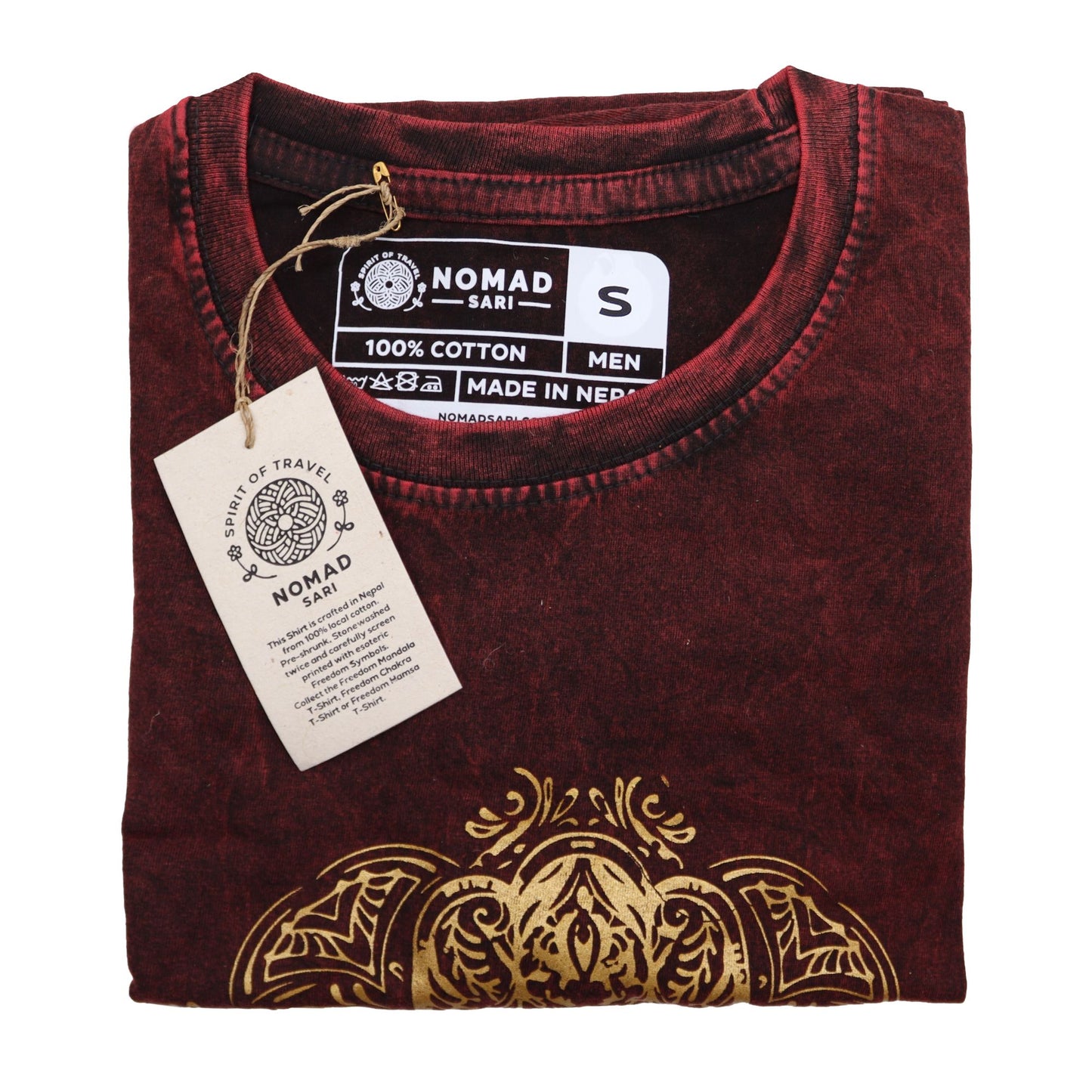 Maroon Hamsa T-Shirt – Steinwäsche Edition in Slim Fit