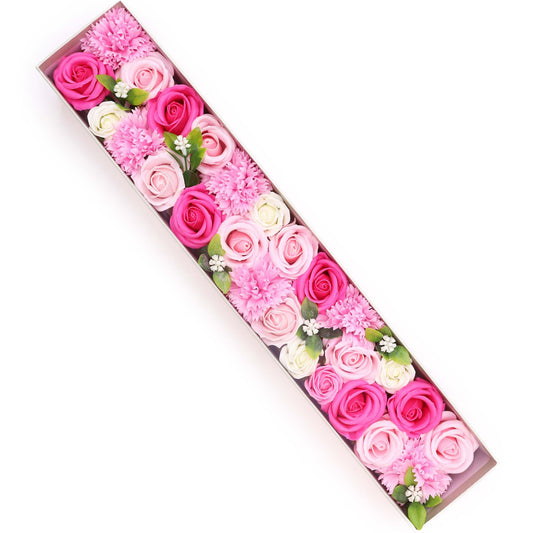 Seifenblumen-Geschenkbox 'Baby-Segen' in Zartrosa – Längliches Design