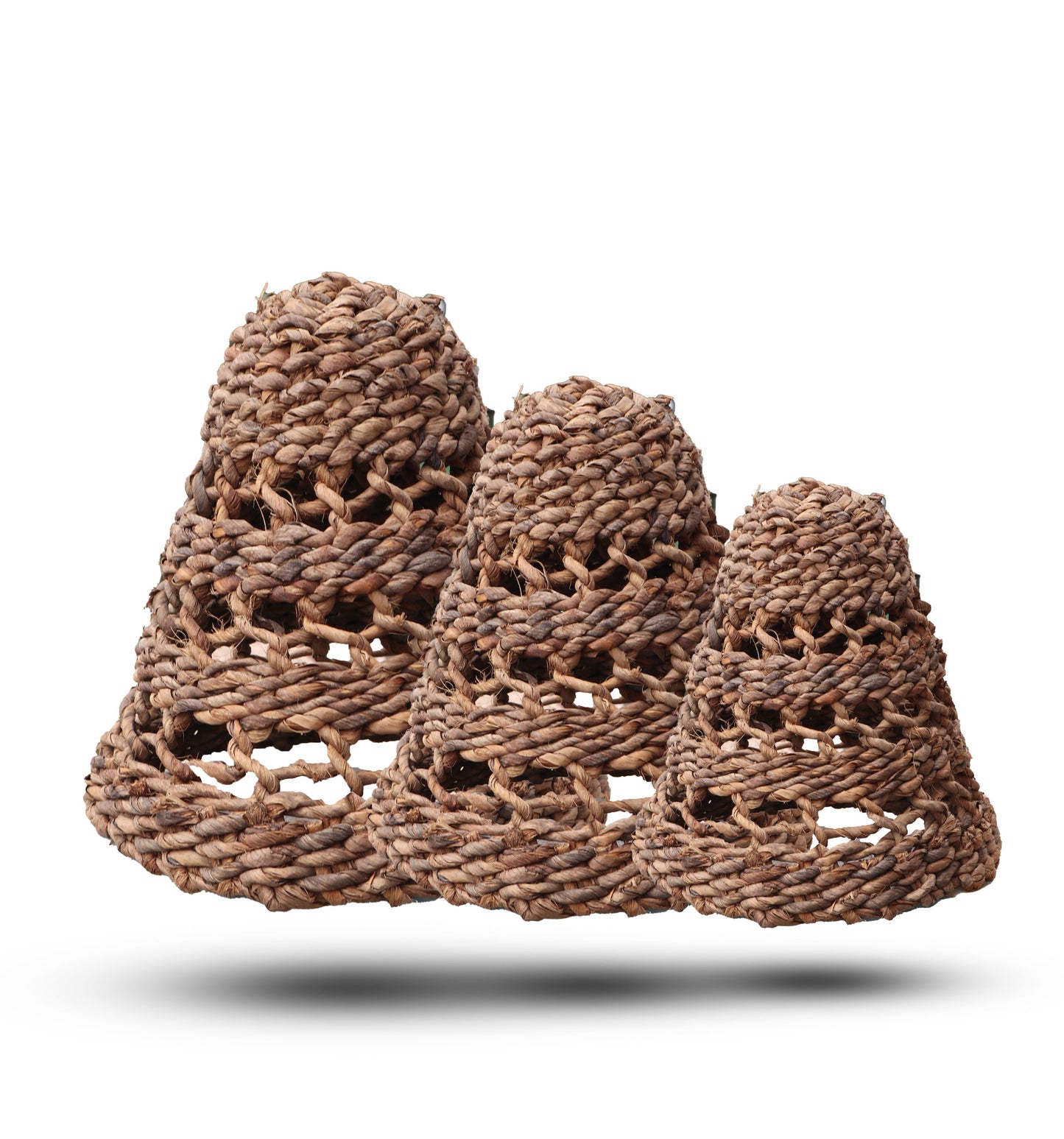 Set aus 3 Lampenschirmen aus natürlichem Bananenblatt