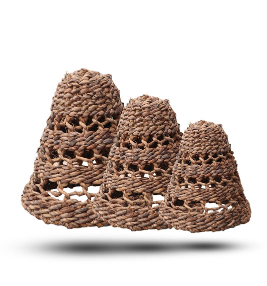 Set aus 3 Lampenschirmen aus natürlichem Bananenblatt