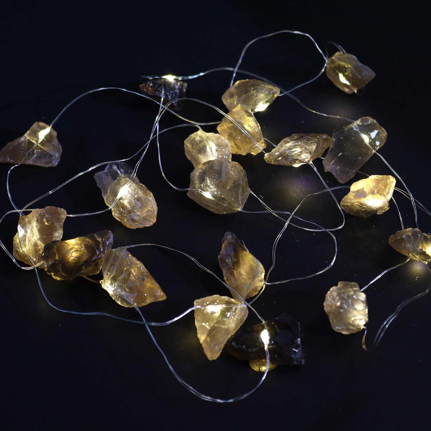 Citrin Edelstein-Lichterkette – Magischer Lichtschleier mit echten Steinen