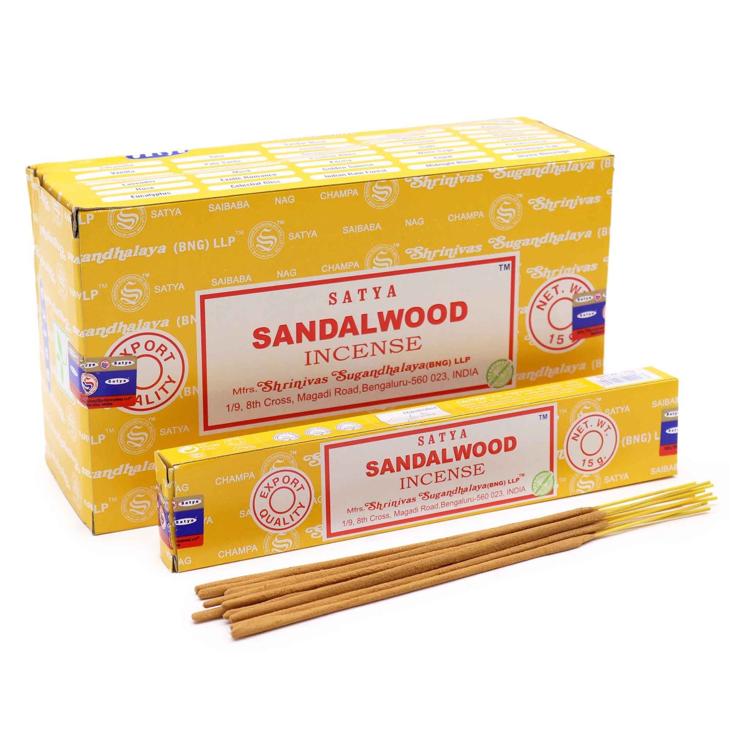Handgerollte Sandelholz-Räucherstäbchen auf Bambus – 15g Dose