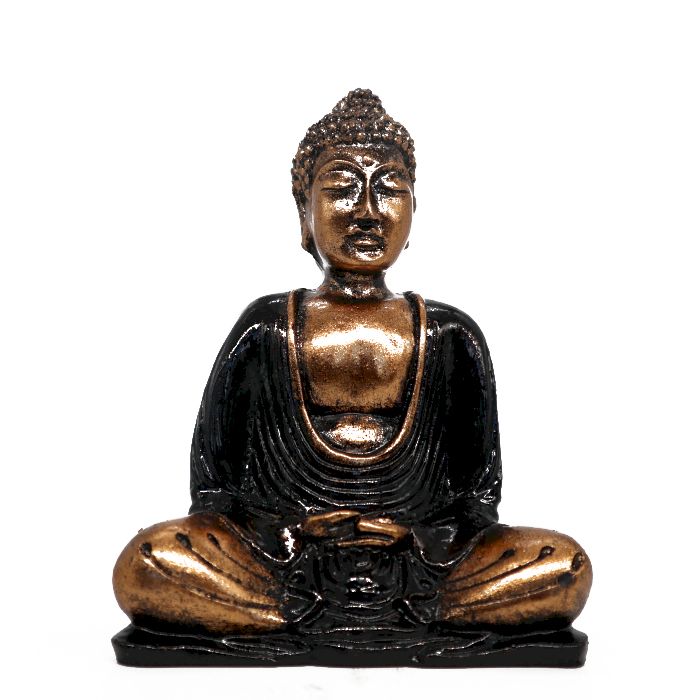 Meditationsbuddha in Schwarz mit Goldakzenten – Handbemaltes Kunstwerk aus Bali