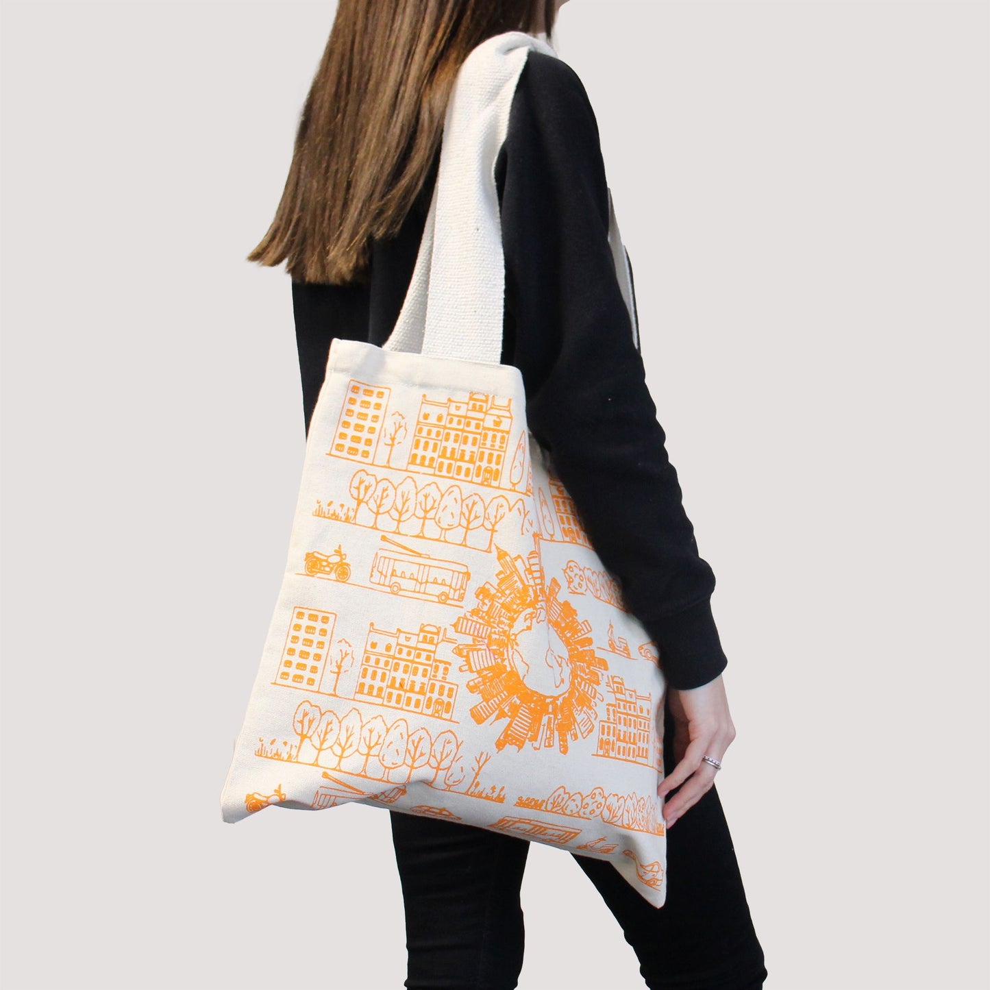 Große Baumwolltasche mit Waldmotiv – 38x42 cm, 10oz – Robust & Stilvoll