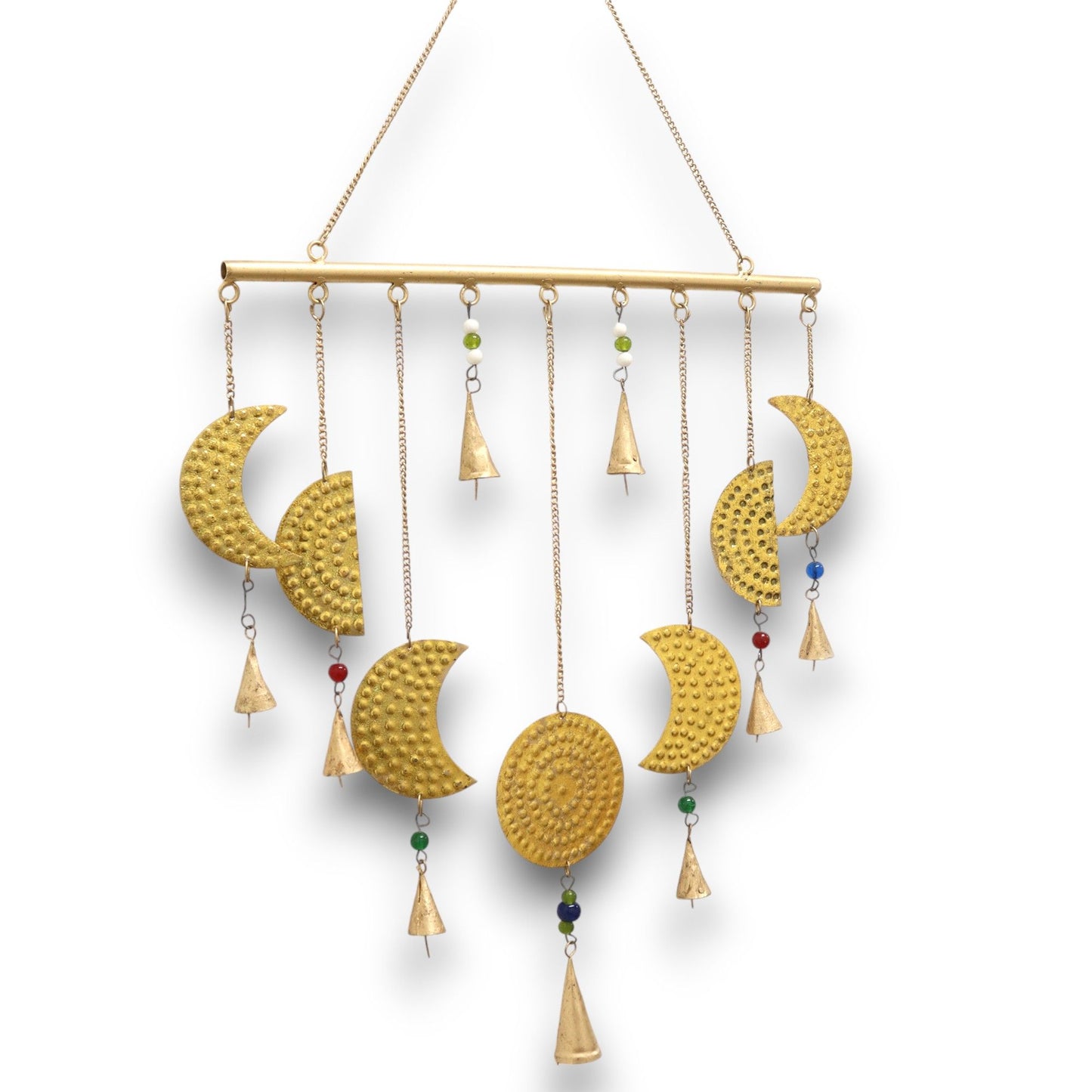 Klangspiel 'Mondphasen' aus Messing mit Glasperlen – 43x40 cm
