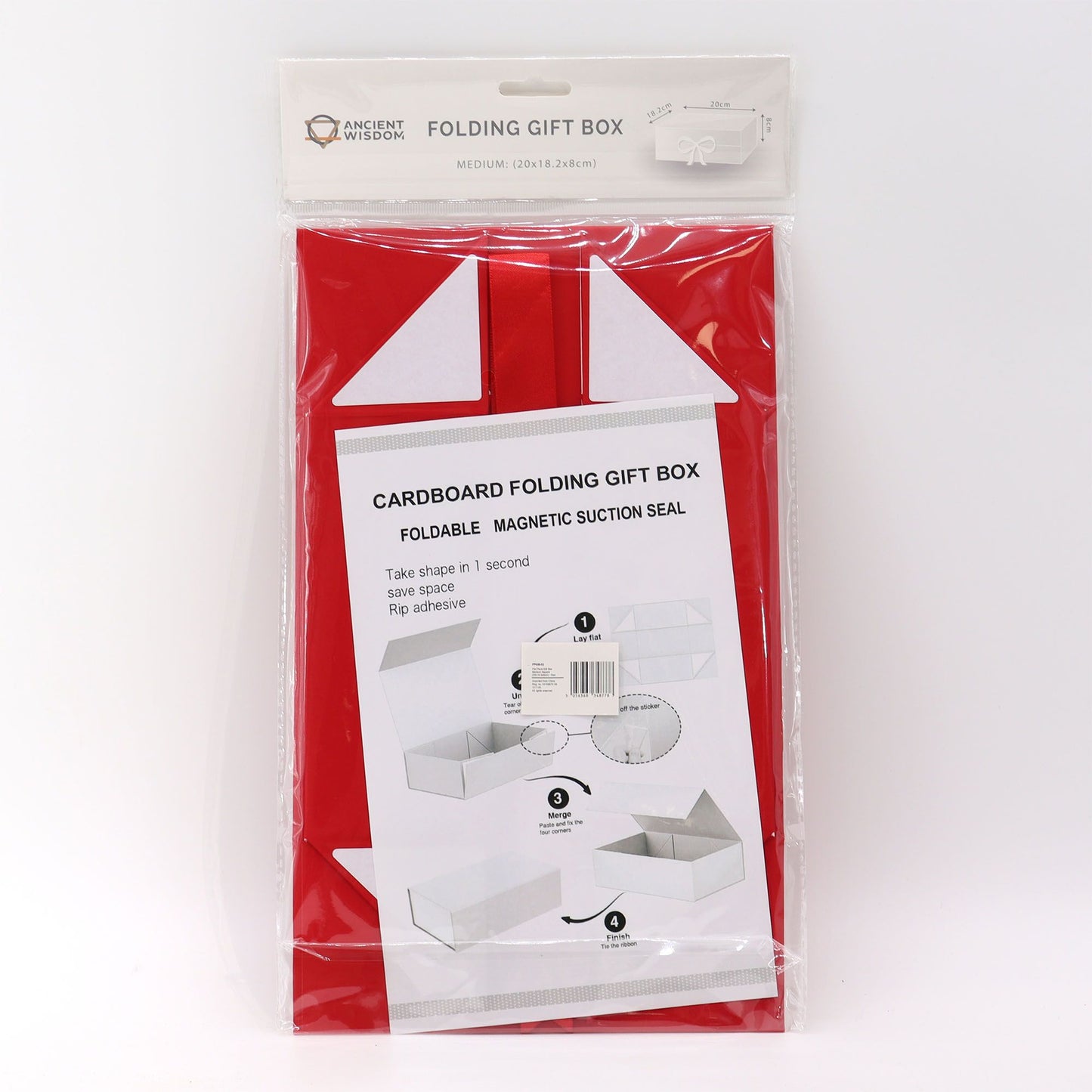 Faltbare Geschenkbox in leuchtendem Rot mit eleganter Schleife