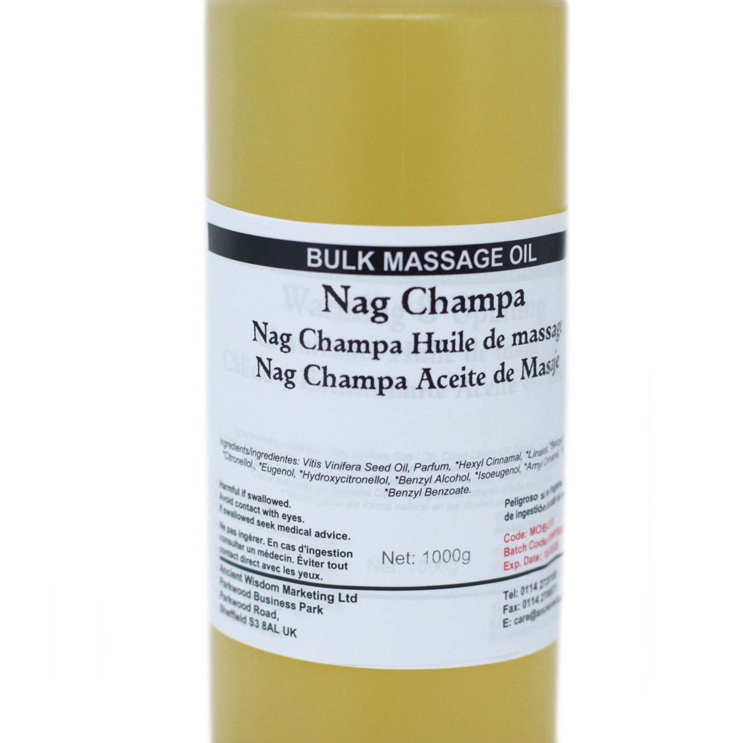 Massageöl Nag Champa – 1kg Vorratsgröße mit Traubenkernöl