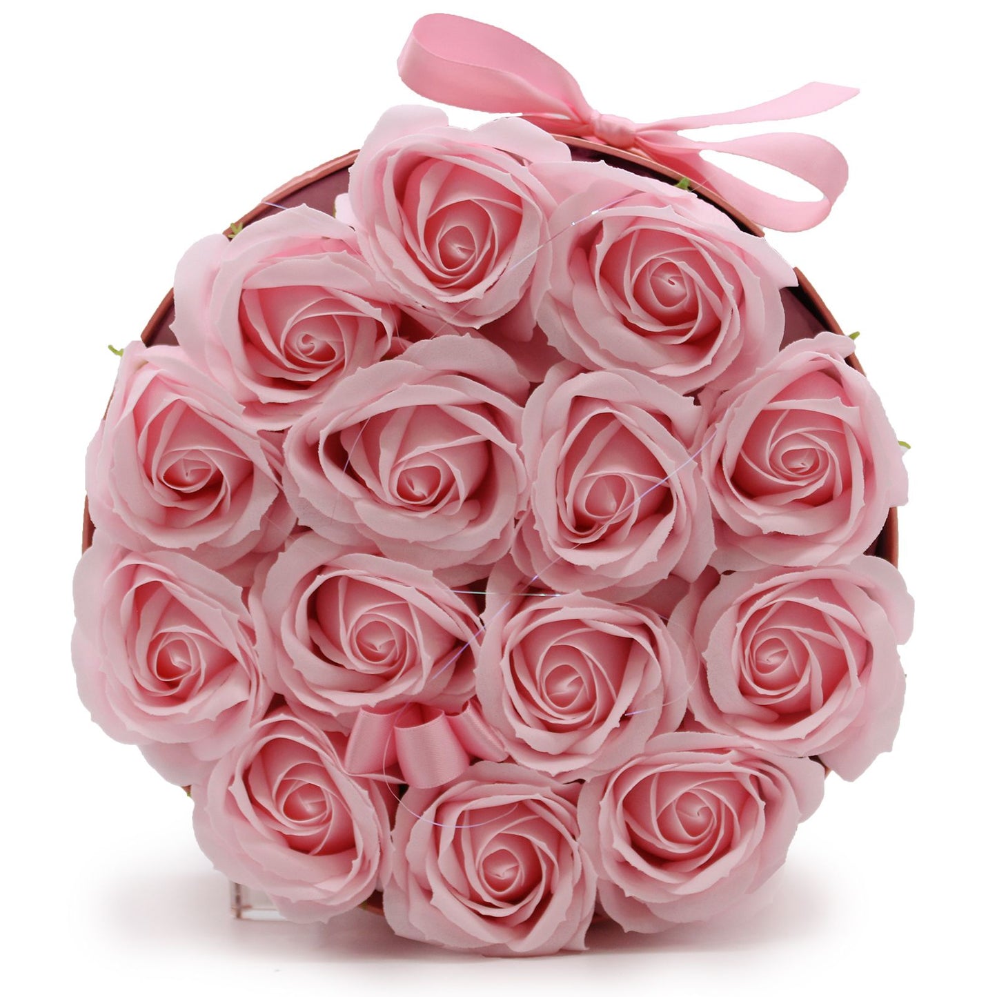 Luxus Seifenrosen-Strauß mit 14 rosa Rosen – Wiederverwendbare Geschenkbox