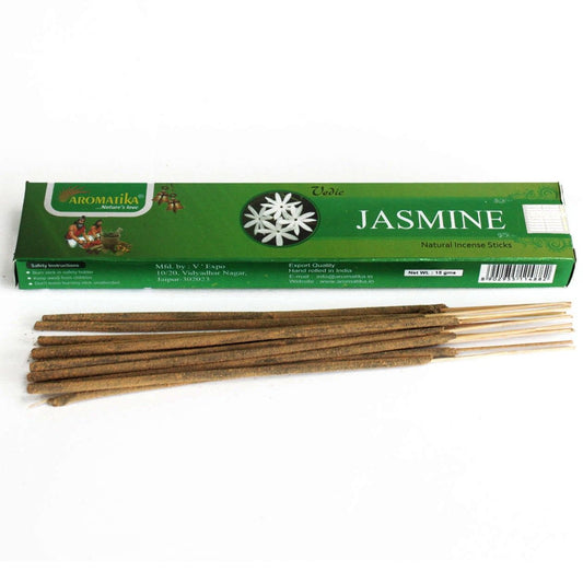 Vedische Jasmin-Räucherstäbchen – Handgerollte Masala-Mischung, 12 Stück