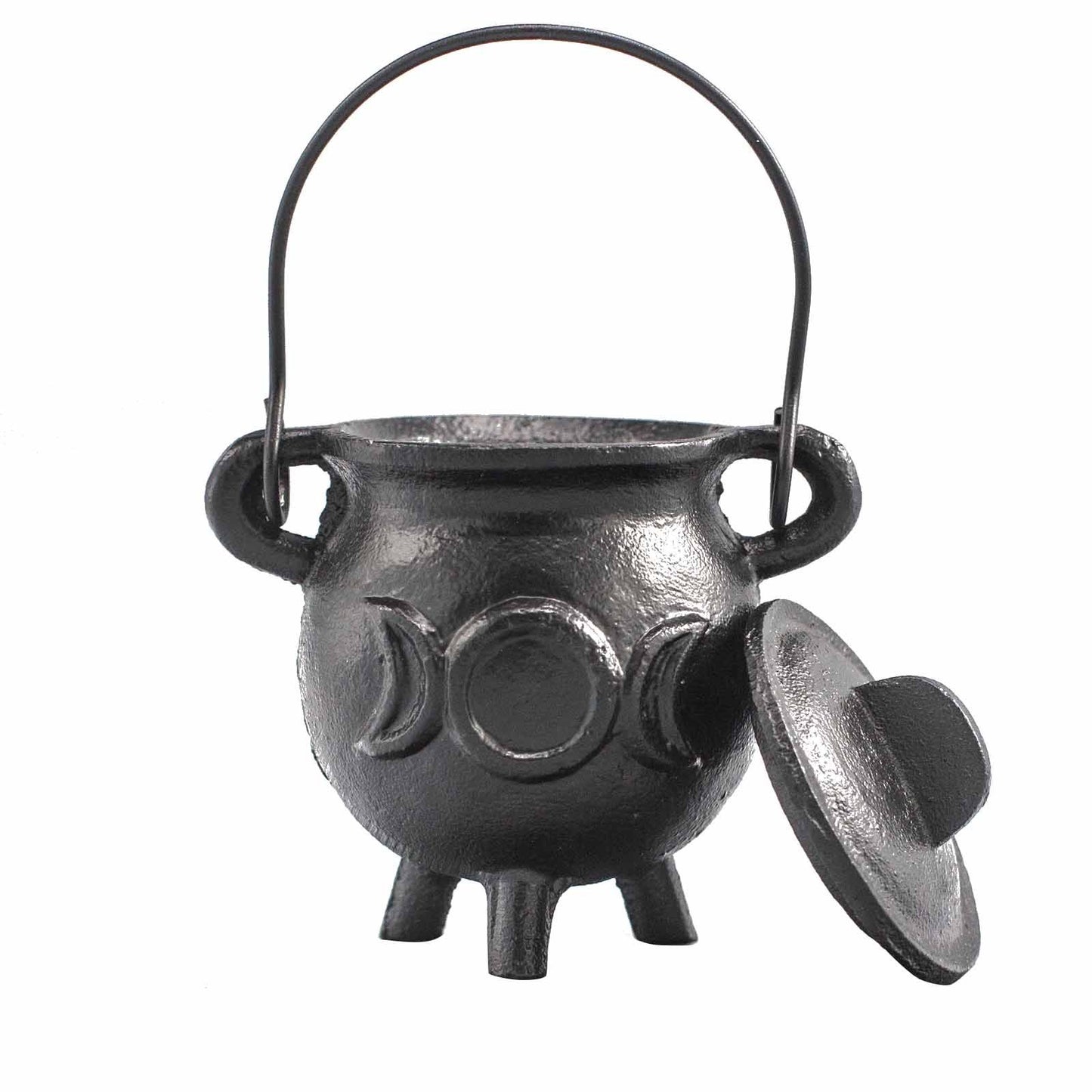 Gusseisen-Kessel mit Dreifachmond-Symbol – 6,5 x 13 cm für Rituale & Dekoration