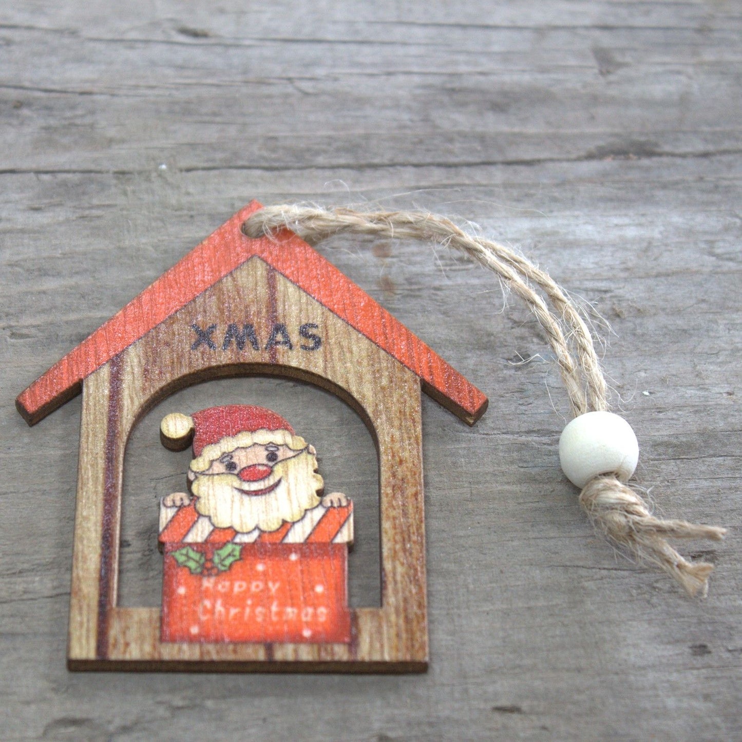 Set mit 2 Weihnachtsmännern - Vintage Holzdeko für festliche Stimmung