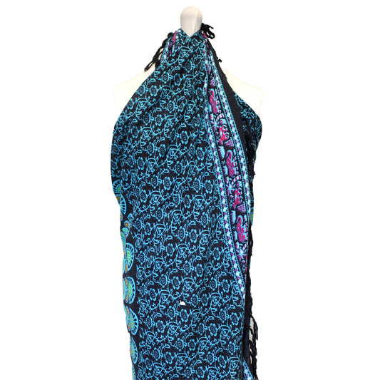 Pfauen-Mandala Sarong-Set (2er Pack) – Handgewebter Rayon-Stoff