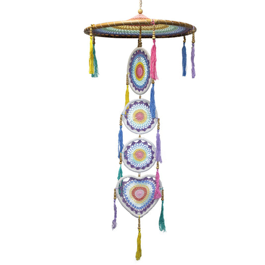 Großformatiger Traumfänger 'Bali Payung' (140cm) in Pastellfarben