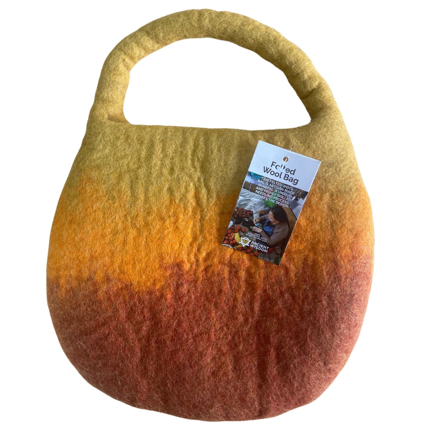 Filztasche 'Bienenfreude' in Sonnenaufgang-Orange mit Magnetverschluss