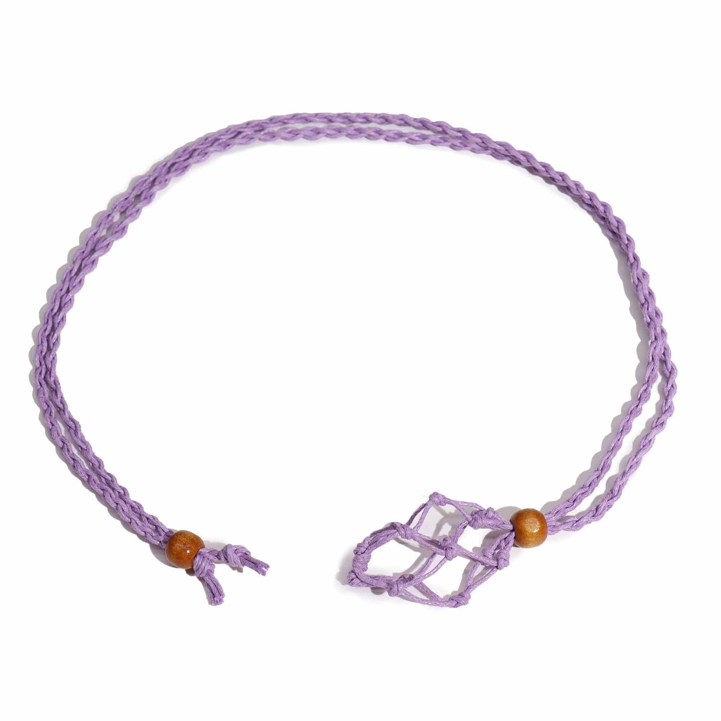 Makramee-Halsband aus purpurfarbener Wachsbaumwolle mit Holzperle