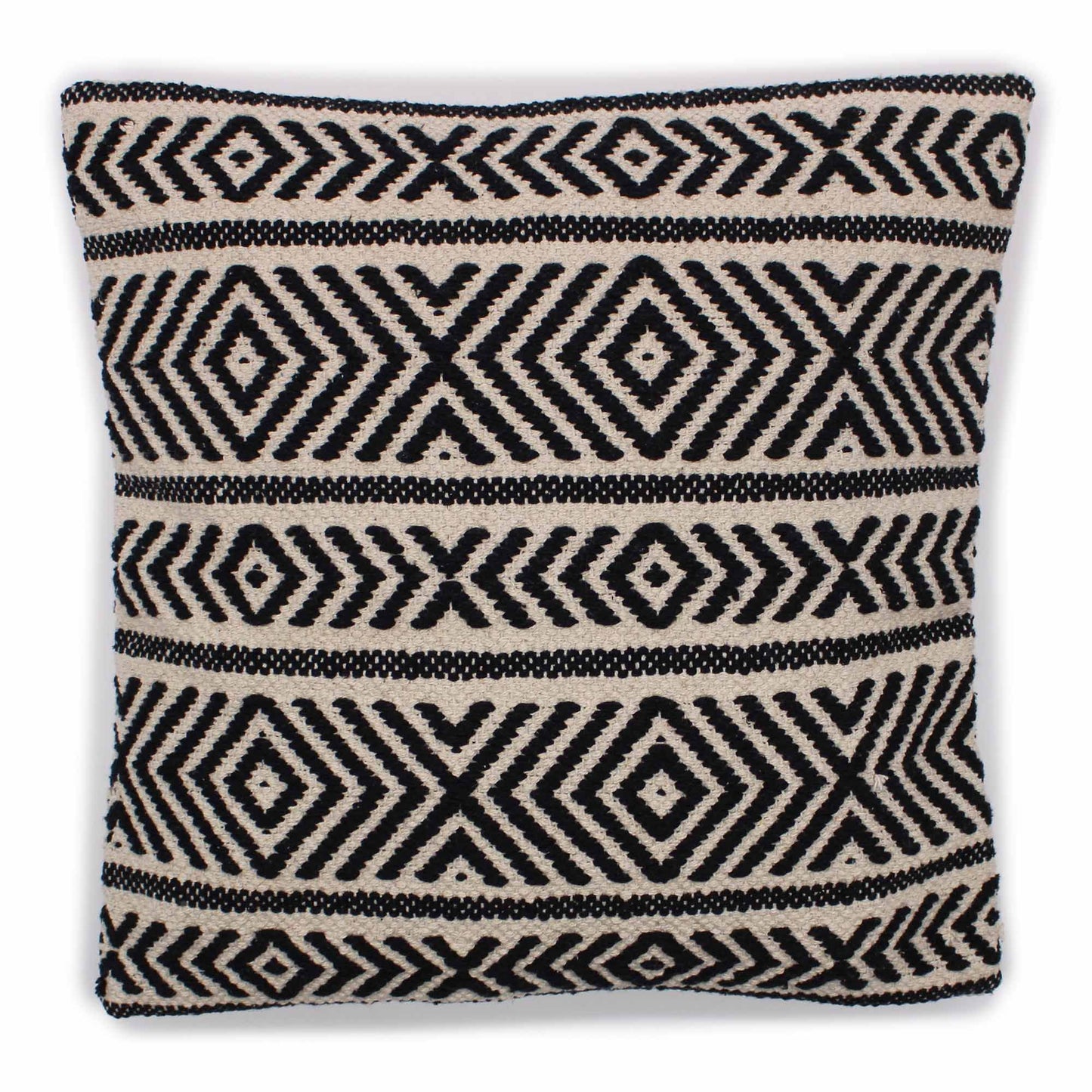Kissenbezug Tribal Design 45x45 cm - Baumwolle - Beige Grau Schwarz