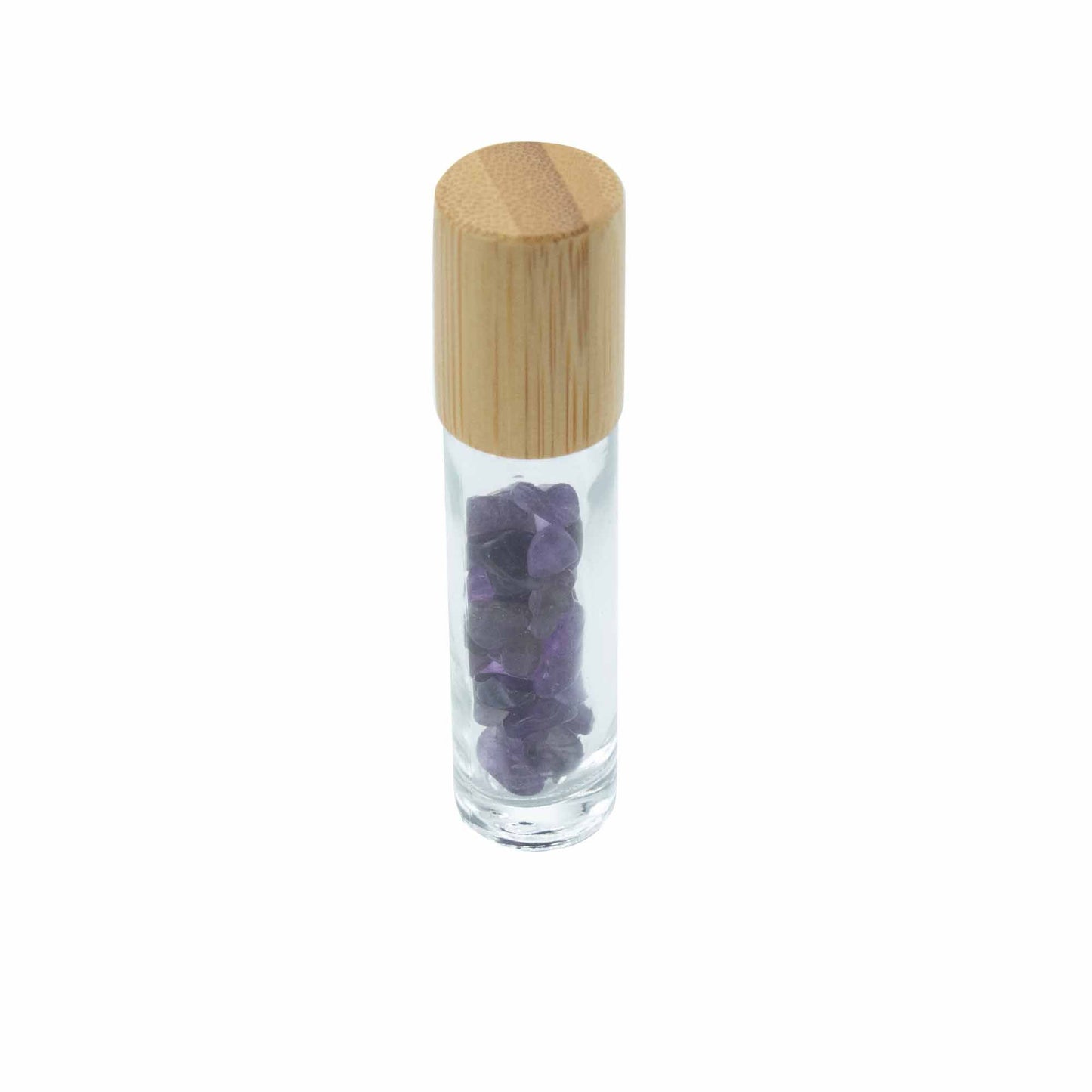 Roll-On Flasche aus Amethyst mit Holzdeckel – 5 ml für ätherische Öle