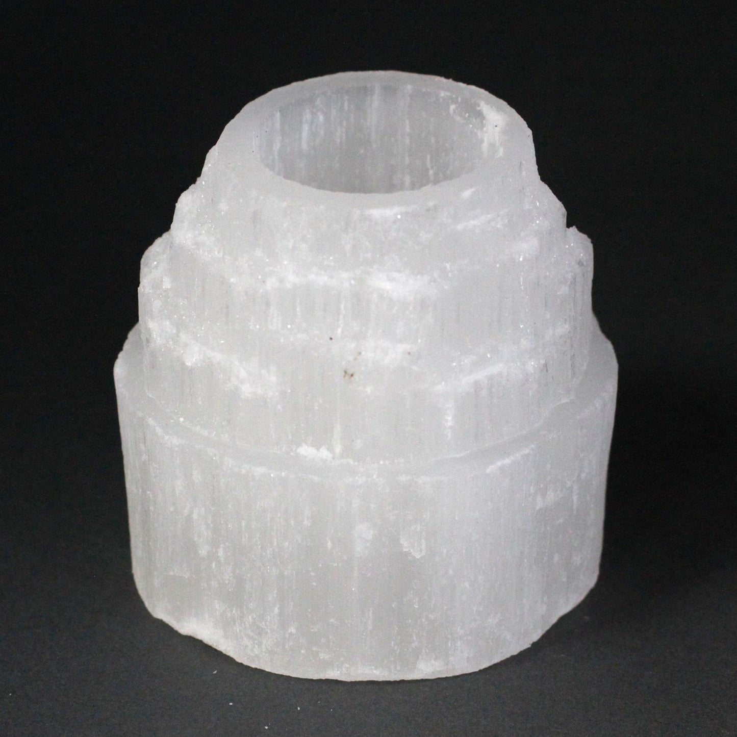 Selenit Kerzenhalter 'Berggipfel' – 8 cm, naturbelassen