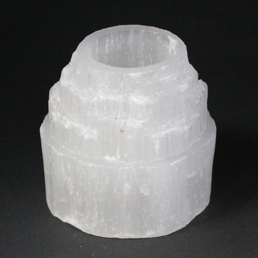 Selenit Kerzenhalter 'Berggipfel' – 8 cm, naturbelassen