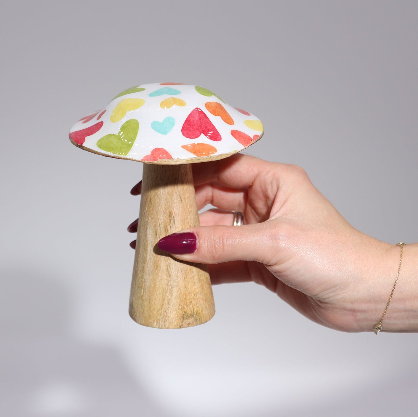 Dekopilz mit Blütenmuster aus Mangoholz - 10 cm