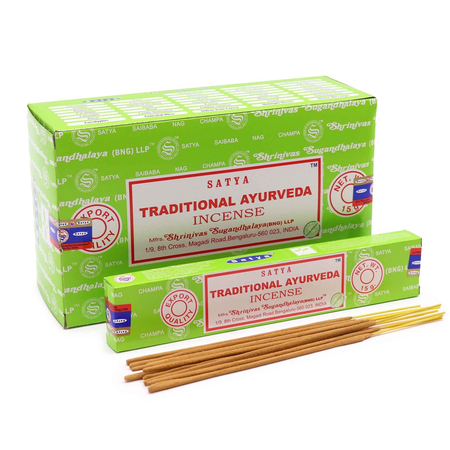 SATYA Ayurveda Räucherstäbchen – Traditionelle Handarbeit, 15 Stück