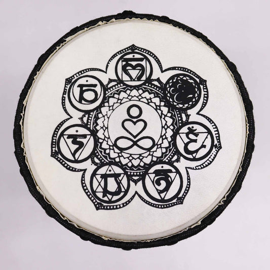 Handgefertigte Djembe-Trommel mit Chakra-Motiv – 30 cm Wide Top