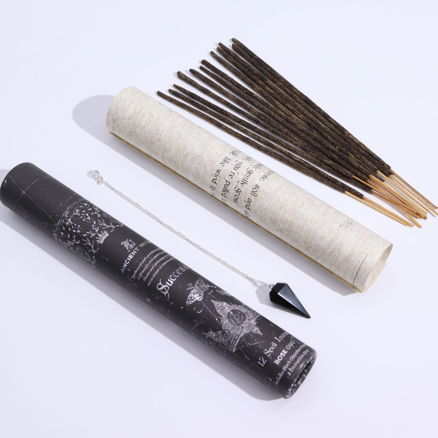 Räucherwerk 'Erfolg' mit schwarzem Obsidian-Pendel – Rose & Oud
