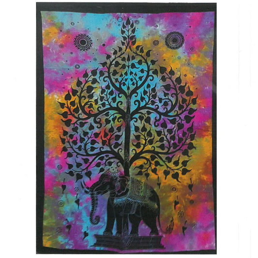Indisches Baumwoll-Wandbild 'Elefantenbaum' – Handgefertigte Kunst